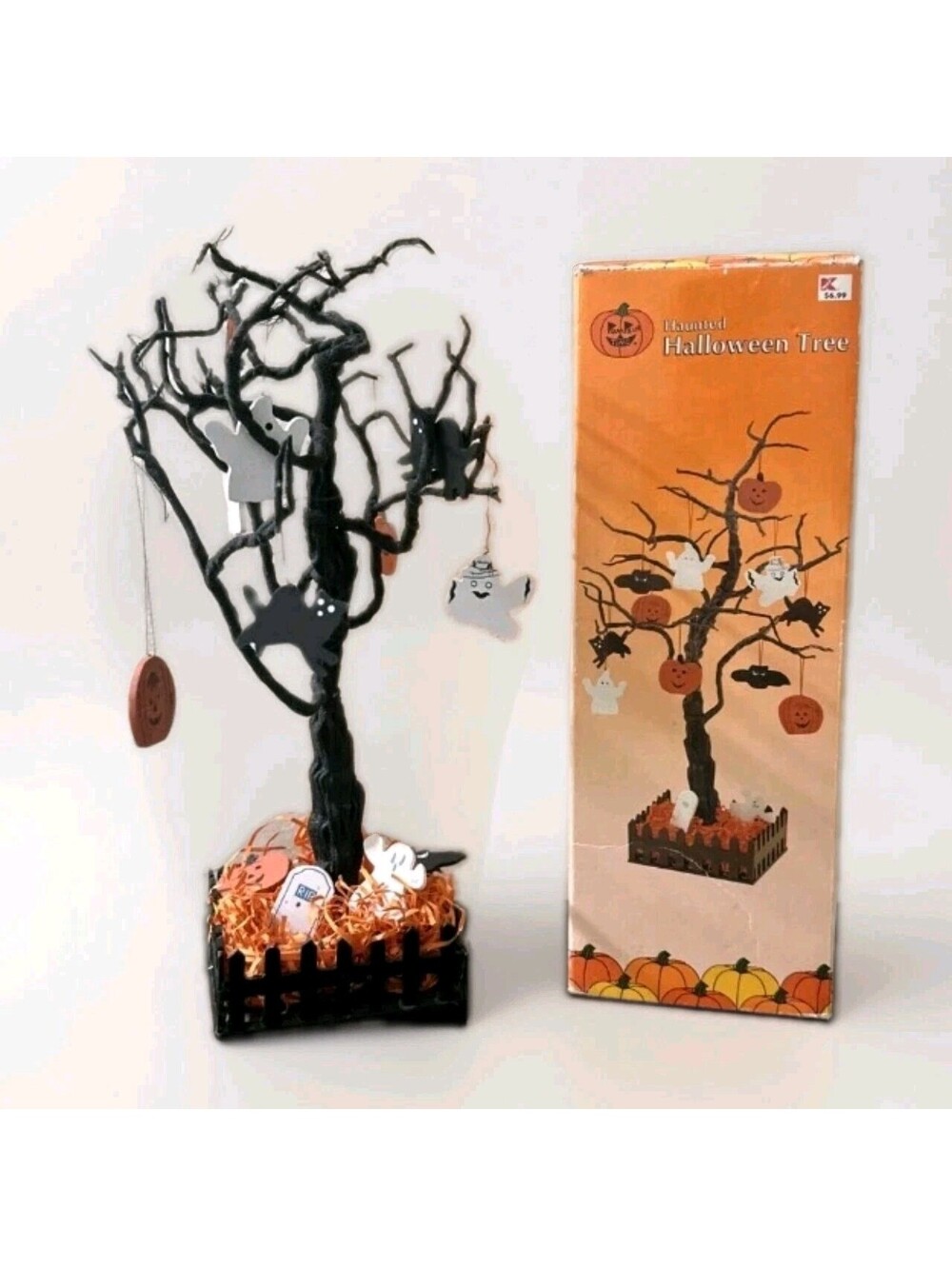 Vtg Original Kmart Halloween Tree w/Ornaments Flexible Fun Unique Decoration
